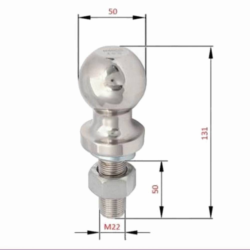 Nuca carlig remorcare, 50mm, filet M22, sarcina maxima 1,5T, 3500lbs, Carmotion  ES58