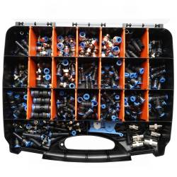 Trusa mufe rapide, cuple rapide din plastic si cleste pentru furtun aer comprimat, 242 bucati,  77521 Breckner