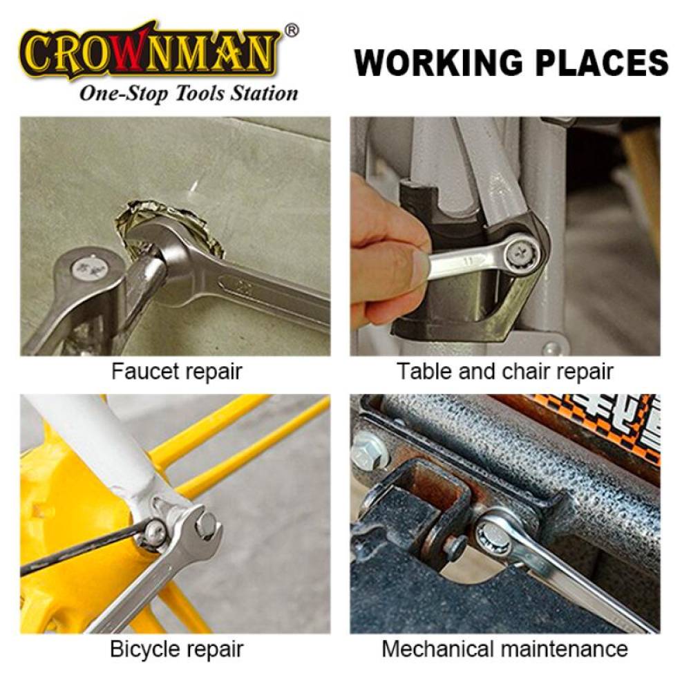 Cheie combinata fixa si inelara, Cr-V, 10mm, Crownman
