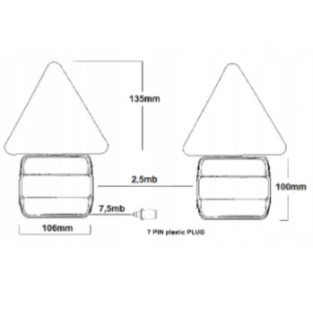 Kit lampi remorca 100x90, cu cablu 7.5m, cu triunghi si magneti, cu 4 functii, L1070-Z Kit lampi remorca 100x90, cu cablu 7.5m, cu triunghi si magneti, cu 4 functii, L1070-Z