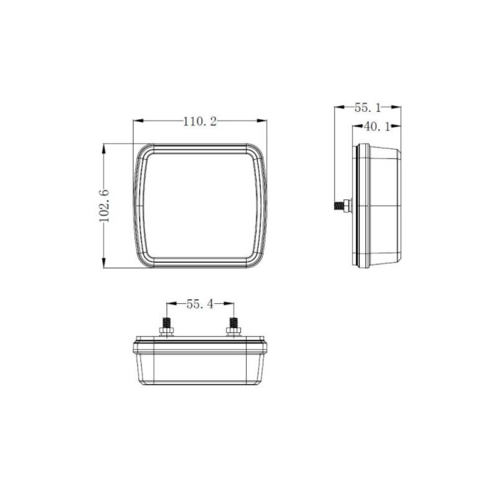 Lampa spate 110x102, 4 functii, iuminare numar, LED, semnalizare dinamica, stanga, L-1868 TruckLed