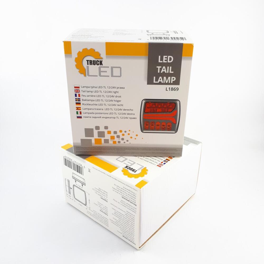 Lampa spate 110x102, 4 functii, iluminare numar, LED, semnalizare dinamica, dreapta, L-1869 TruckLed Lampa spate 110x102, 4 functii, iluminare numar, LED, semnalizare dinamica, dreapta, L-1869 TruckLed