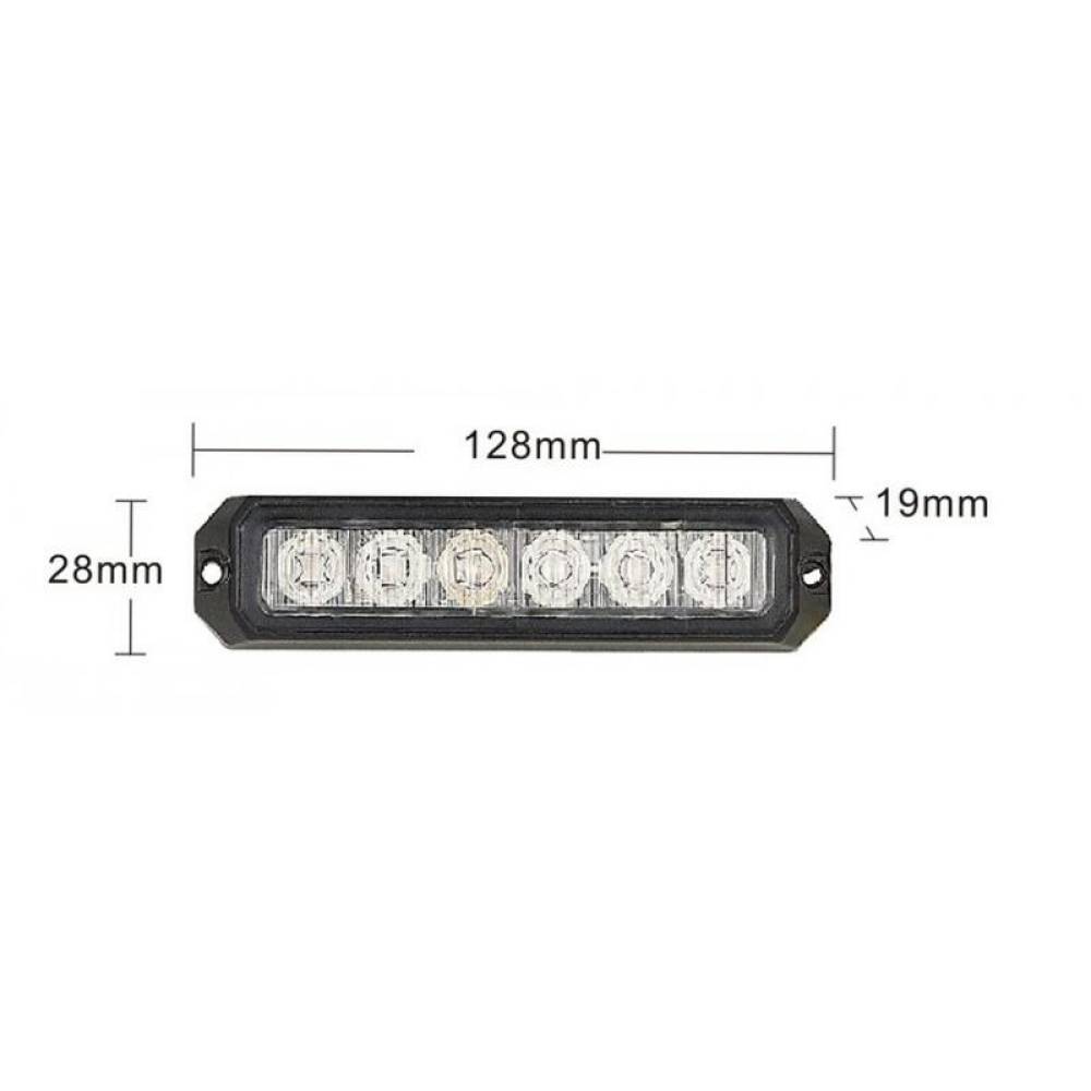 Proiector stroboscopic 6 LED-uri girofar, in grila, 128x28mm LW0032-ALR TruckLed