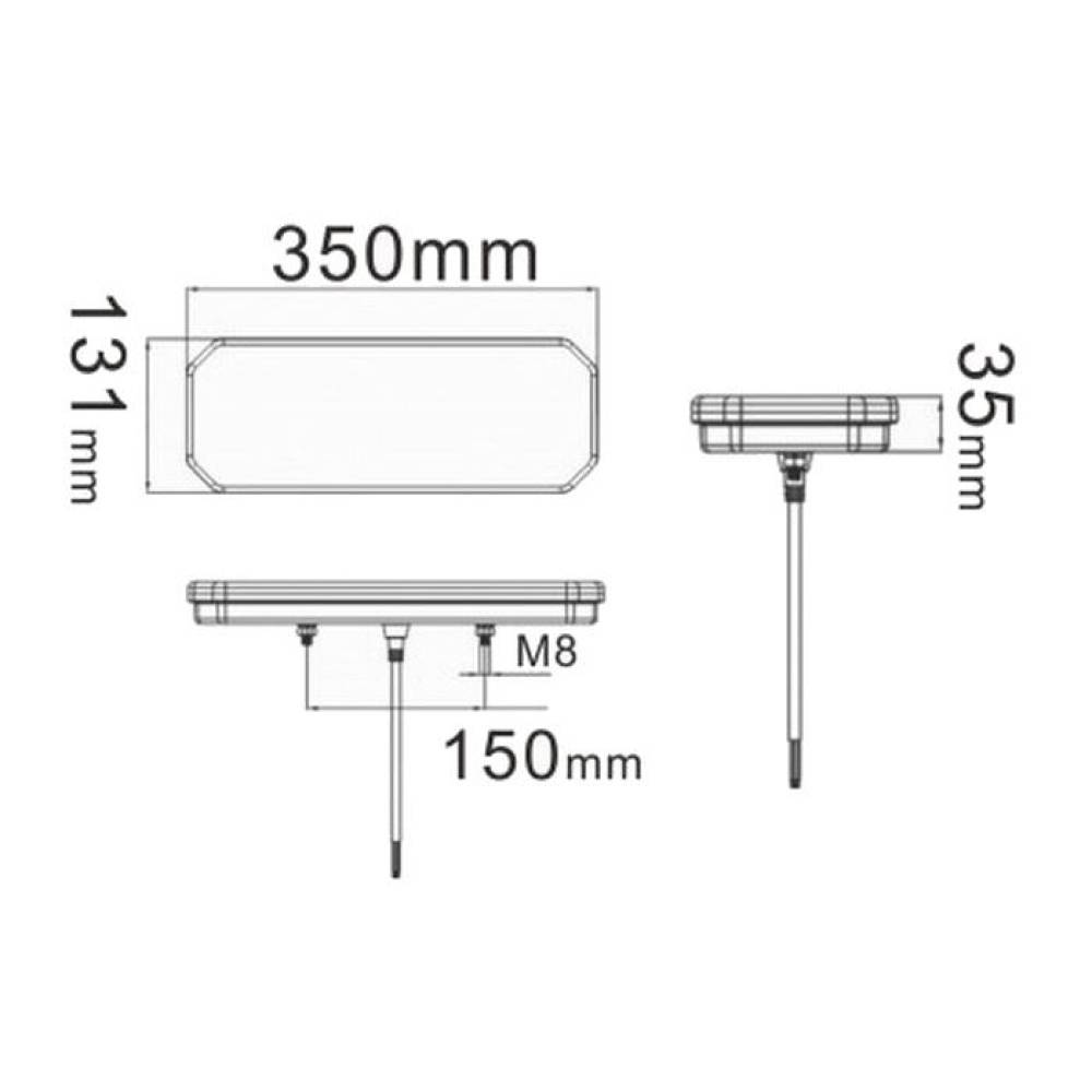 Lampa stop 350x131, 6 functii, ceata, mers inapoi si semnalizare dinamica, stanga, L1949 TruckLed