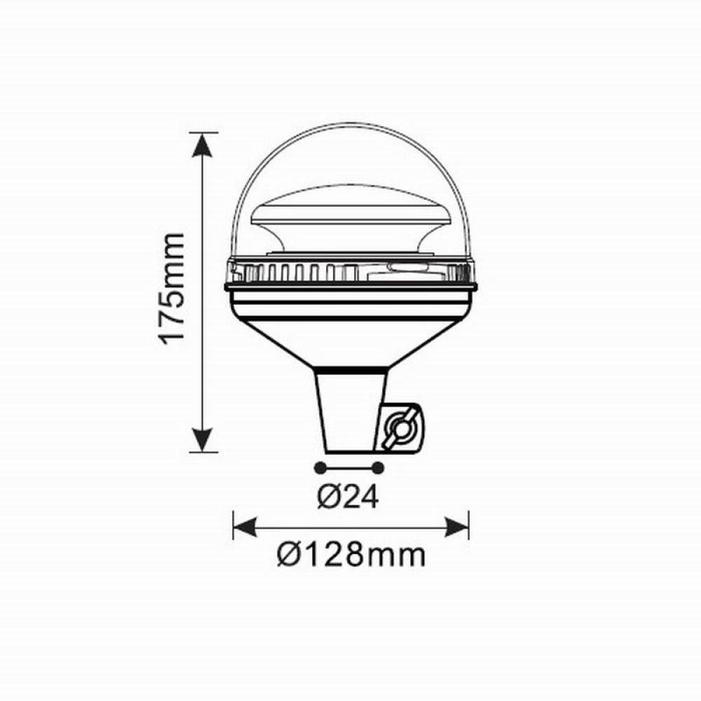 Girofar 12/24V, h175, 45 LED-uri, prindere pe tija, ALR0024-2 TruckLed