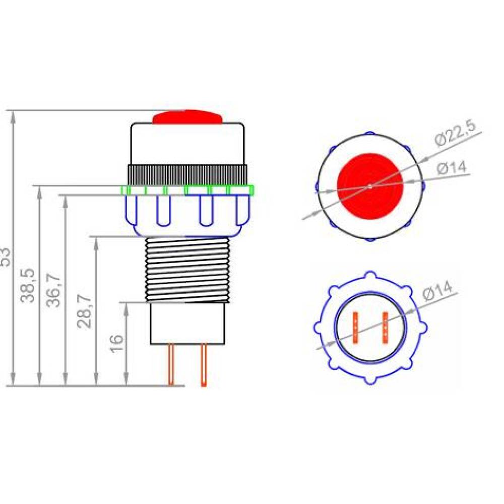 Indicator bord martor fi 16mm, cu LED, verde L1064-1 TruckLed