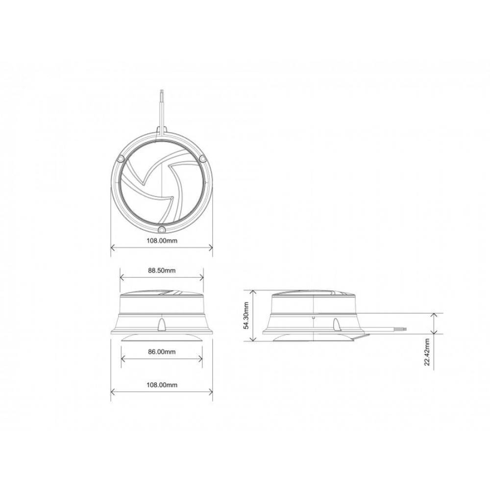 Girofar 12/24V, h54, 30 LED-uri, 19W, cu magnet, ALR0071 Truckled