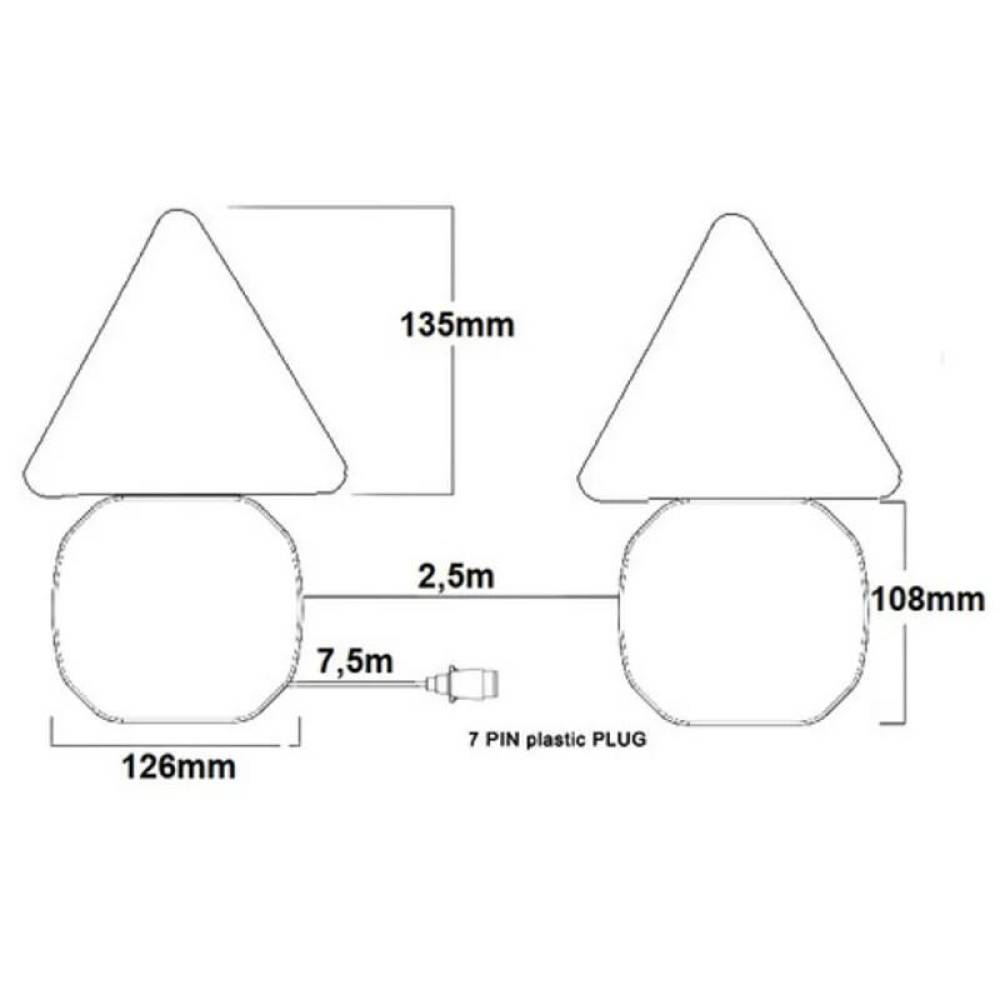 Kit lampi remorca, cu LED Neon, numar, triunghi reflectorizant si magnet, cablu 7,5m, L2412-Z TruckLed