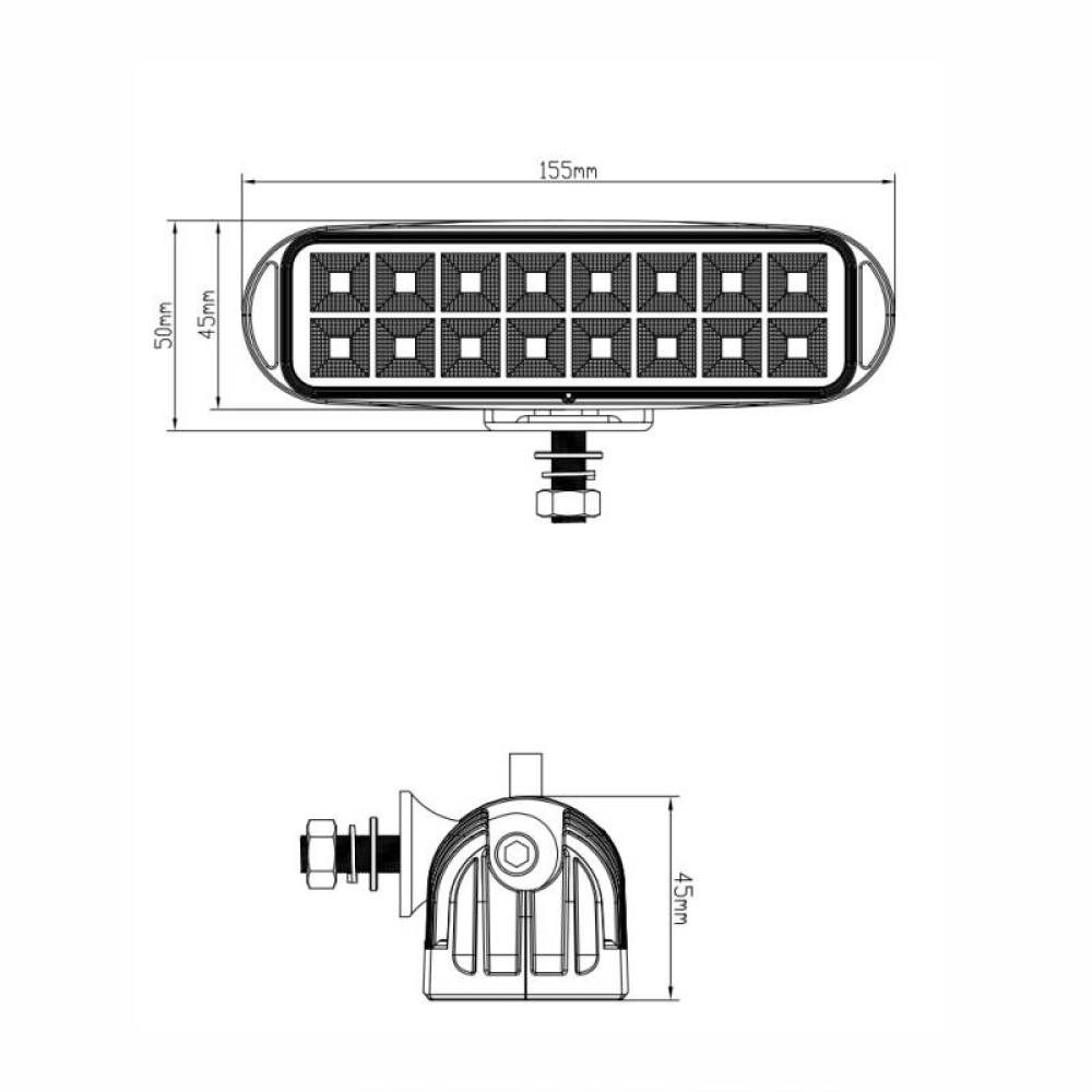 Proiector lucru 155x45, LED, 12-24V, 24W, 1732lm, flood L0166 TruckLed
