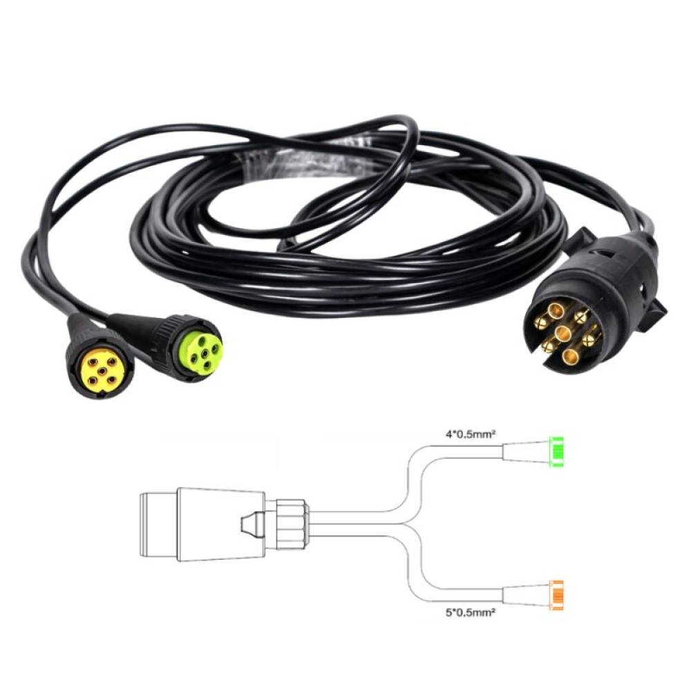 Instalatie electrica cablaj remorca 12V, fisa 7 pini si 2 mufe 5 pini, L 2x4.5m, Truck Led E1506