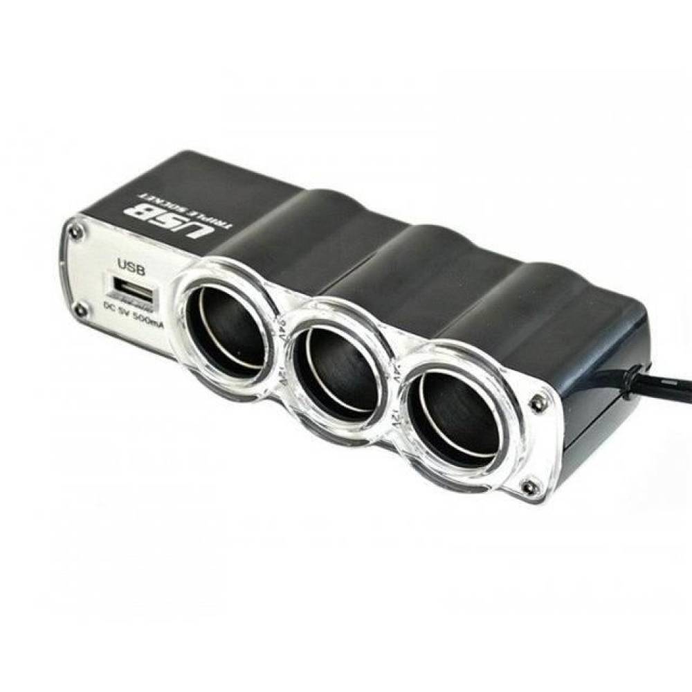 Stecher 3 prize 12 / 24V cu fir si USB 01031 Amio
