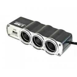 Stecher 3 prize 12 / 24V cu fir si USB 01031 Amio