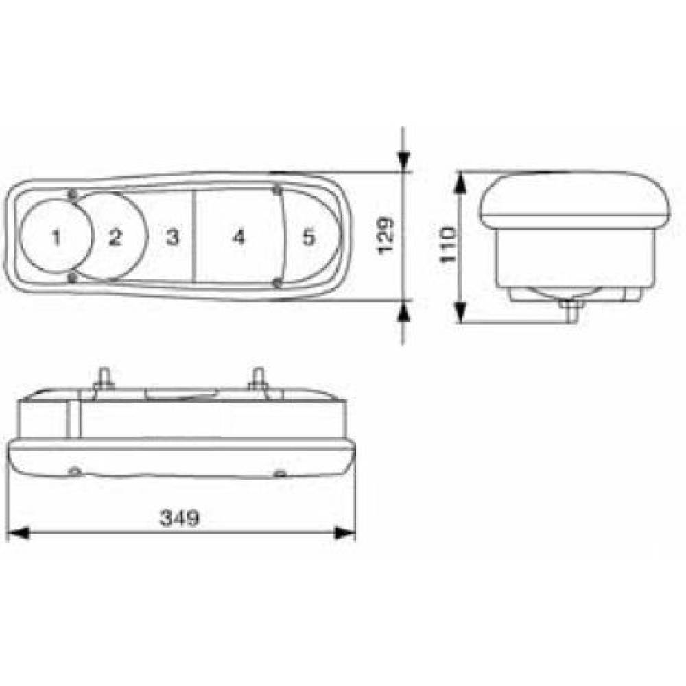 Lampa spate 349x129mm, Renault Premium, Daf, set stanga/dreapta, 69111
