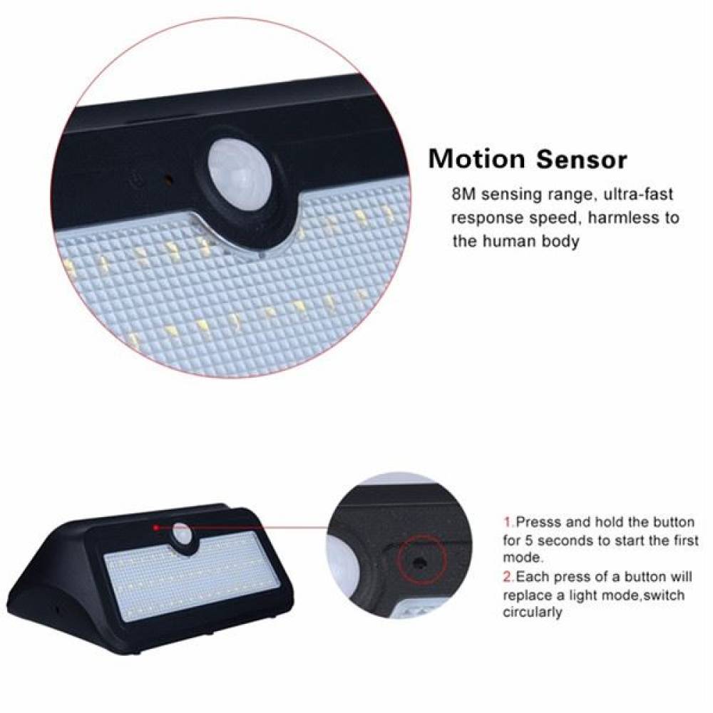 Lampa solara perete cu senzor miscare si lumina, 46Led, SOL46
