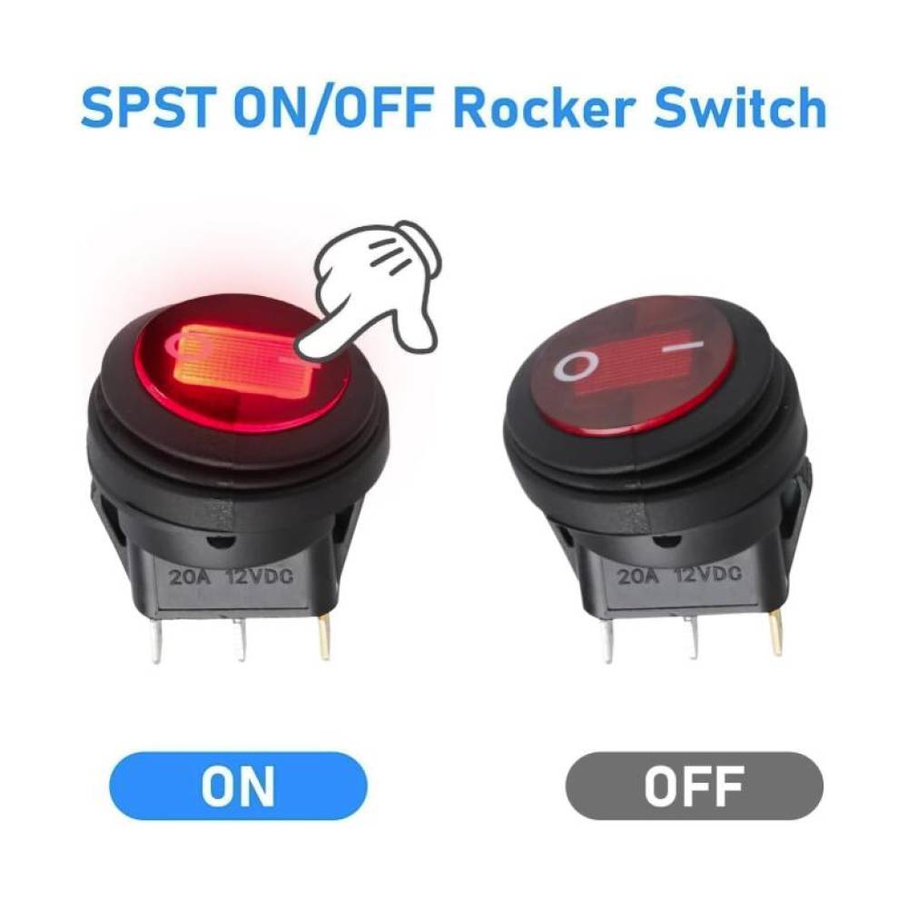 Buton basculant rotund ON/OFF, 1 faza cu LED, 3 pini, rezistent la apa, W15758, KCD1-2