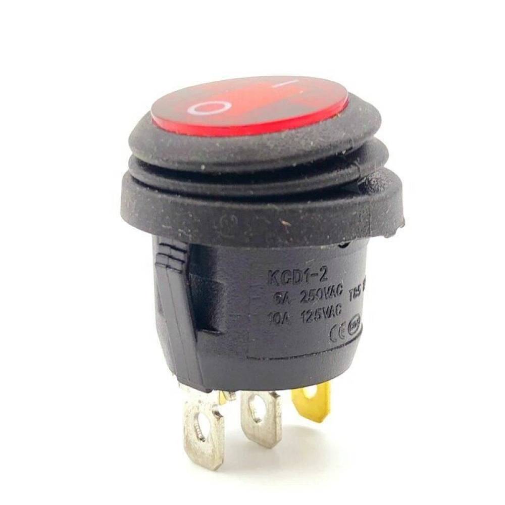 Buton basculant rotund ON/OFF, 1 faza cu LED, 3 pini, rezistent la apa, W15758, KCD1-2