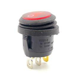 Buton basculant rotund ON/OFF, 1 faza cu LED, 3 pini, rezistent la apa, W15758, KCD1-2