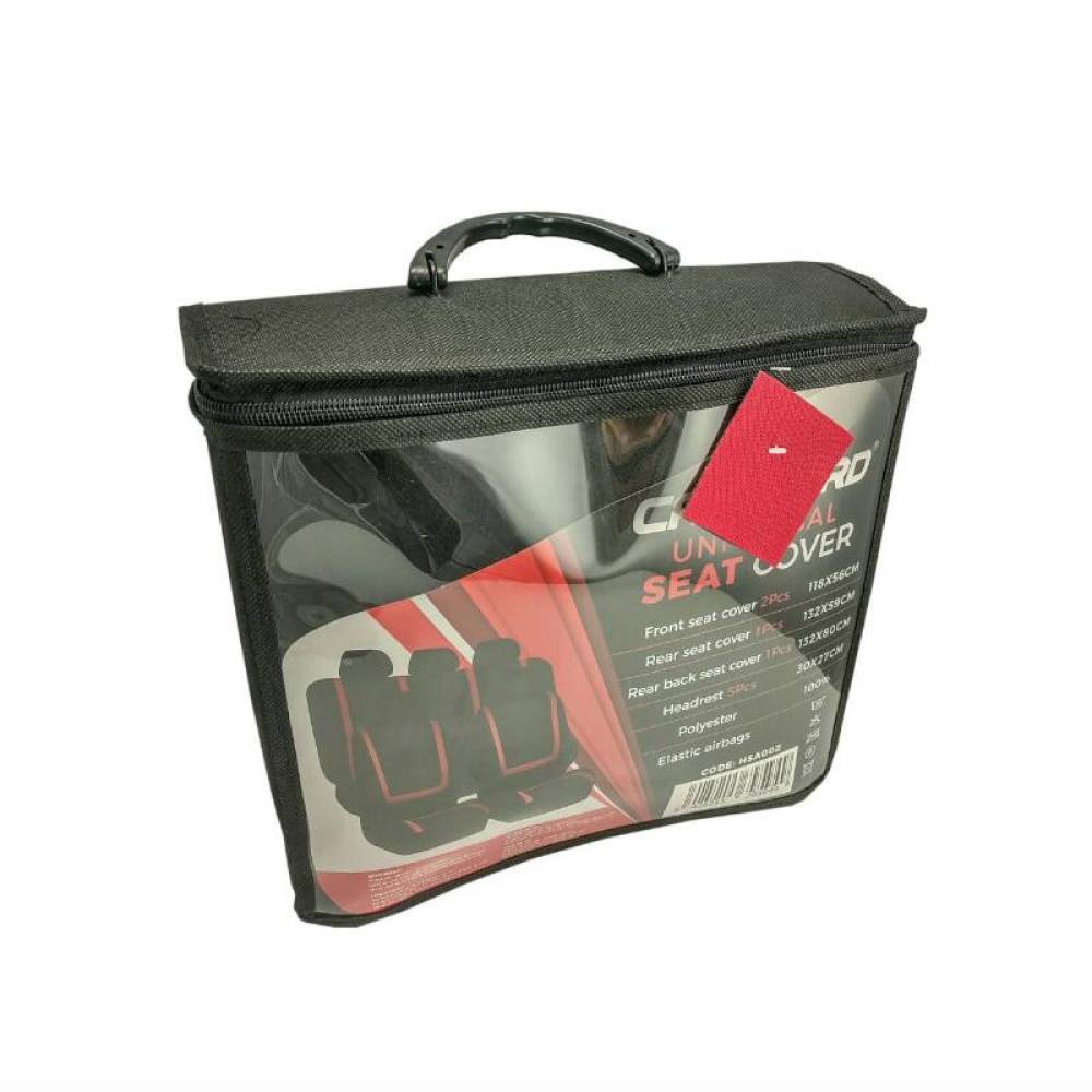 Set 3 huse auto universale, rosu cu negru, HSA002