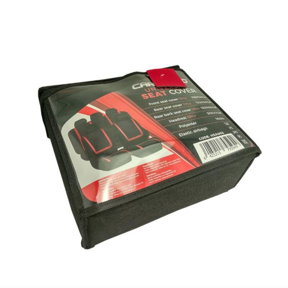 Set 3 huse auto universale, rosu cu negru, HSA002
