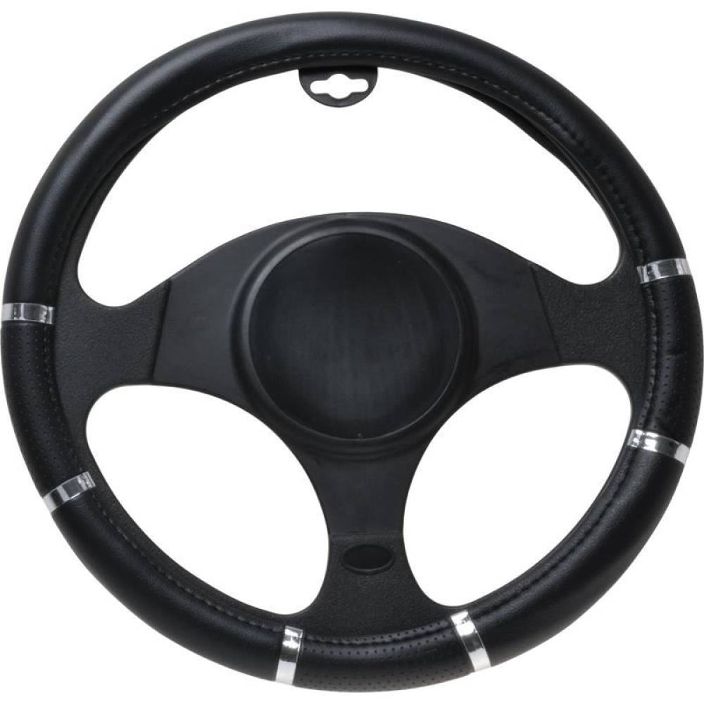 Husa volan 37 - 39cm cu gauri neagra cu argintiu 8747 Automax 