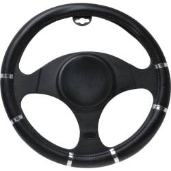 Husa volan 37 - 39cm cu gauri neagra cu argintiu 8747 Automax 