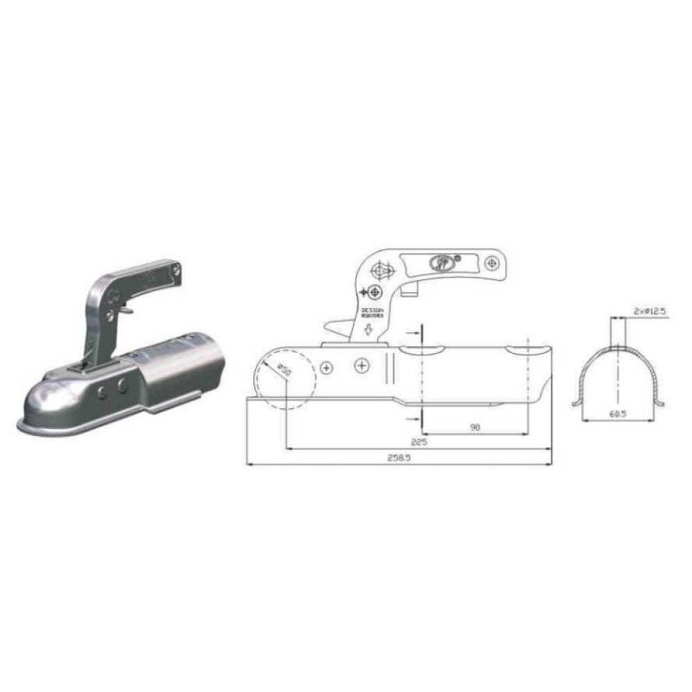 Cuplaj remorca 750kg rotund 60.5mm ZSK750D Steelpress SPP