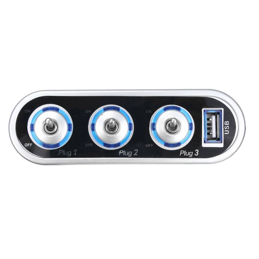 Stecher 3 prize 12 / 24V cu fir, intrerupator si USB, 0092-301028 AutoMax