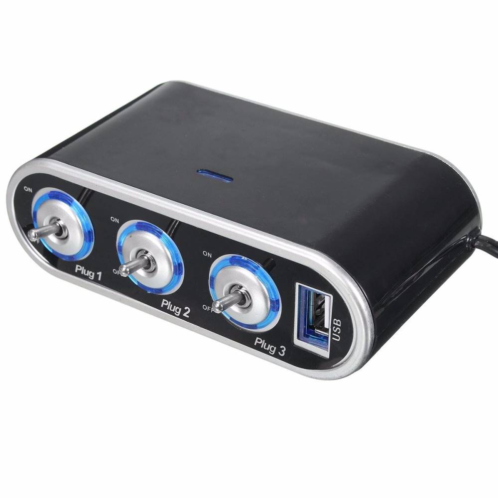 Stecher 3 prize 12 / 24V cu fir, intrerupator si USB, 0092-301028 AutoMax