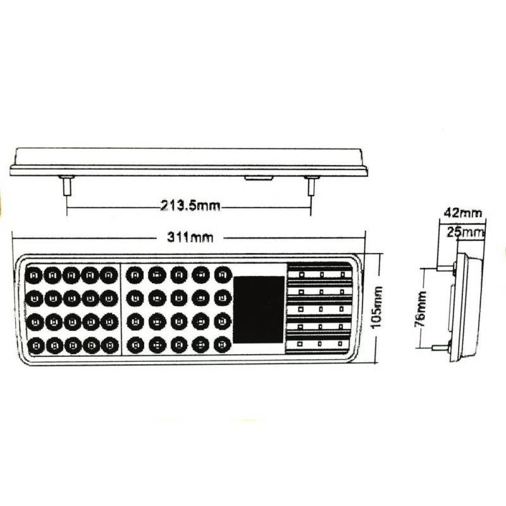 Lampa spate 311x104, 5 functii, LED, SD2046 Shiliduo