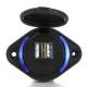 Priza cu 2 USB, cu LED albastru, 12-24V, USB tip A 2x2.4A, cu siguranta, montare aparenta, MCA035B