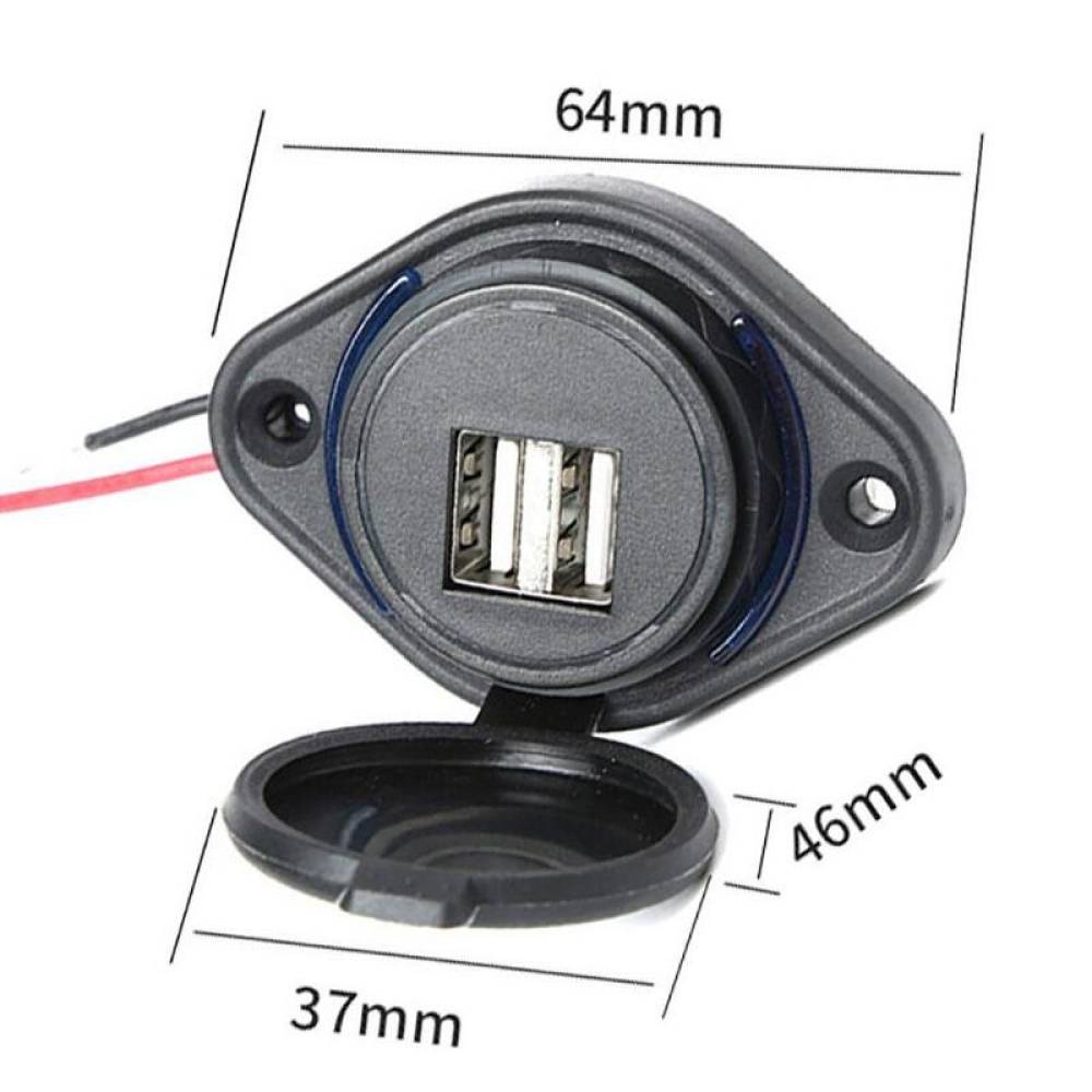 Priza cu 2 USB, cu LED albastru, 12-24V, USB tip A 2x2.4A, cu siguranta, montare aparenta, MCA035B