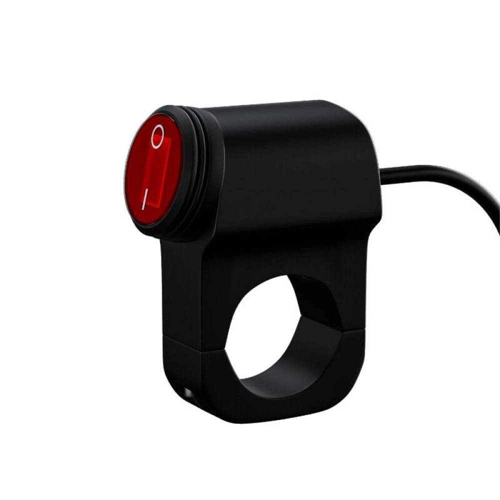 Intrerupator ON/OFF, iluminare LED rosu, aluminiu, scuter, atv, prindere pe ghidon, MCC004