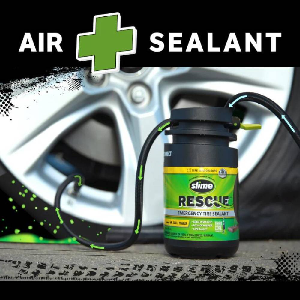 Compresor aer 12V, LED, cu spuma 450ml, Slime Smart Repair plus, Tehnologie Thru-Core, 12min, 50138-51 Slime