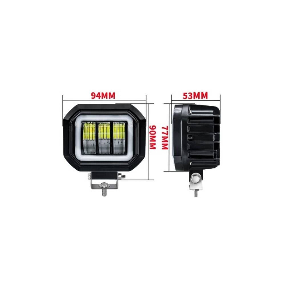 Proiector faza lunga, 94x90, LED, 3 functii, stroboscopic, pozitie alba, cu DRL Angel Eyes, 12-24V, 30W, 1500lm, spot dunga, ZC-4SQ