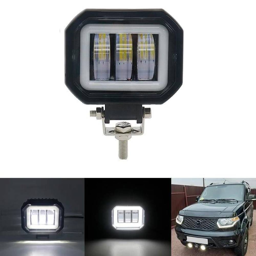 Proiector faza lunga, 94x90, LED, 3 functii, stroboscopic, pozitie alba, cu DRL Angel Eyes, 12-24V, 30W, 1500lm, spot dunga, ZC-4SQ