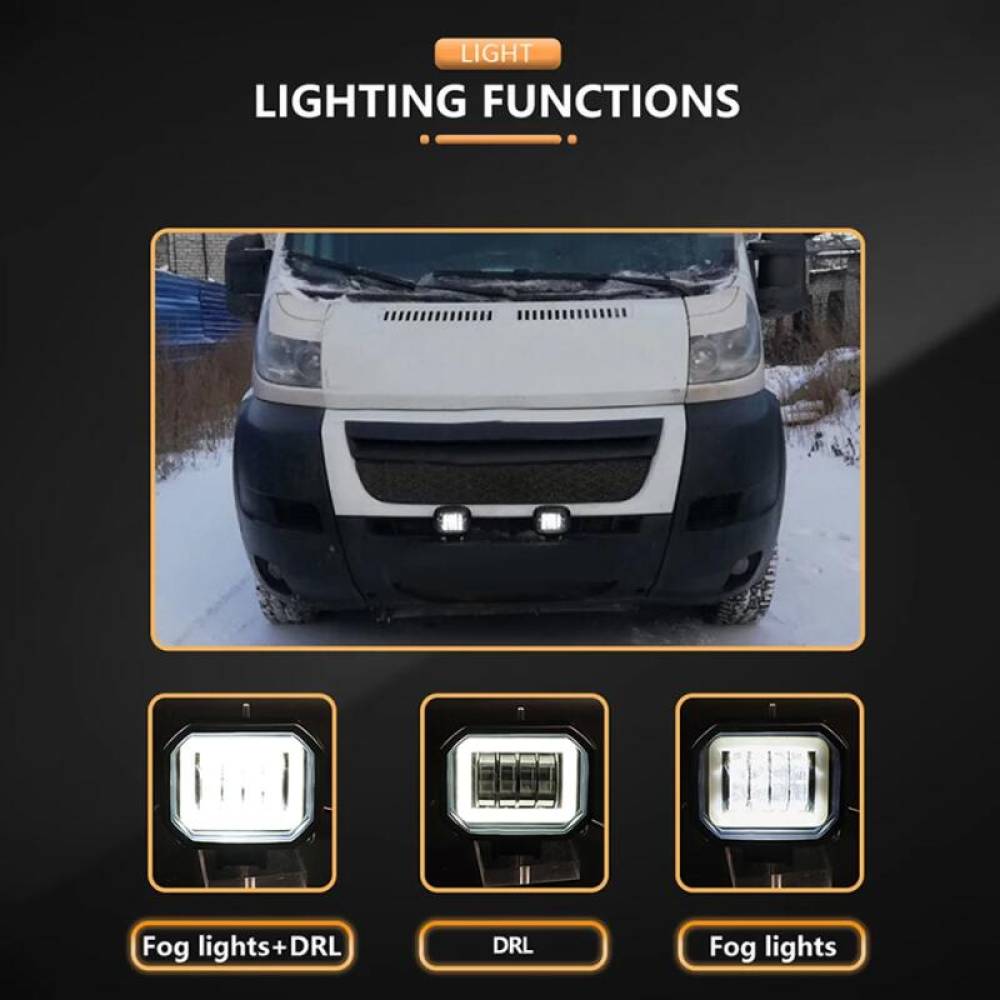 Proiector faza lunga, 94x90, LED, 3 functii, stroboscopic, pozitie alba, cu DRL Angel Eyes, 12-24V, 30W, 1500lm, spot dunga, ZC-4SQ