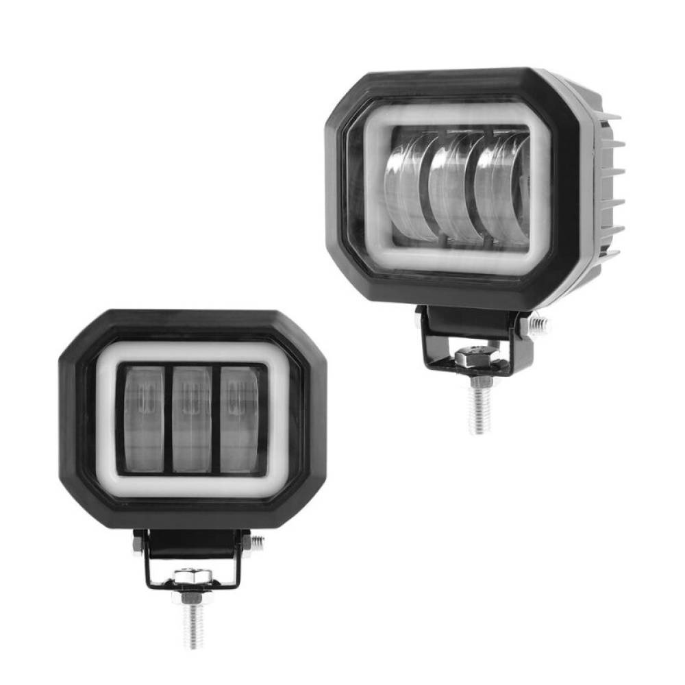 Proiector faza lunga, 94x90, LED, 3 functii, stroboscopic, pozitie alba, cu DRL Angel Eyes, 12-24V, 30W, 1500lm, spot dunga, ZC-4SQ