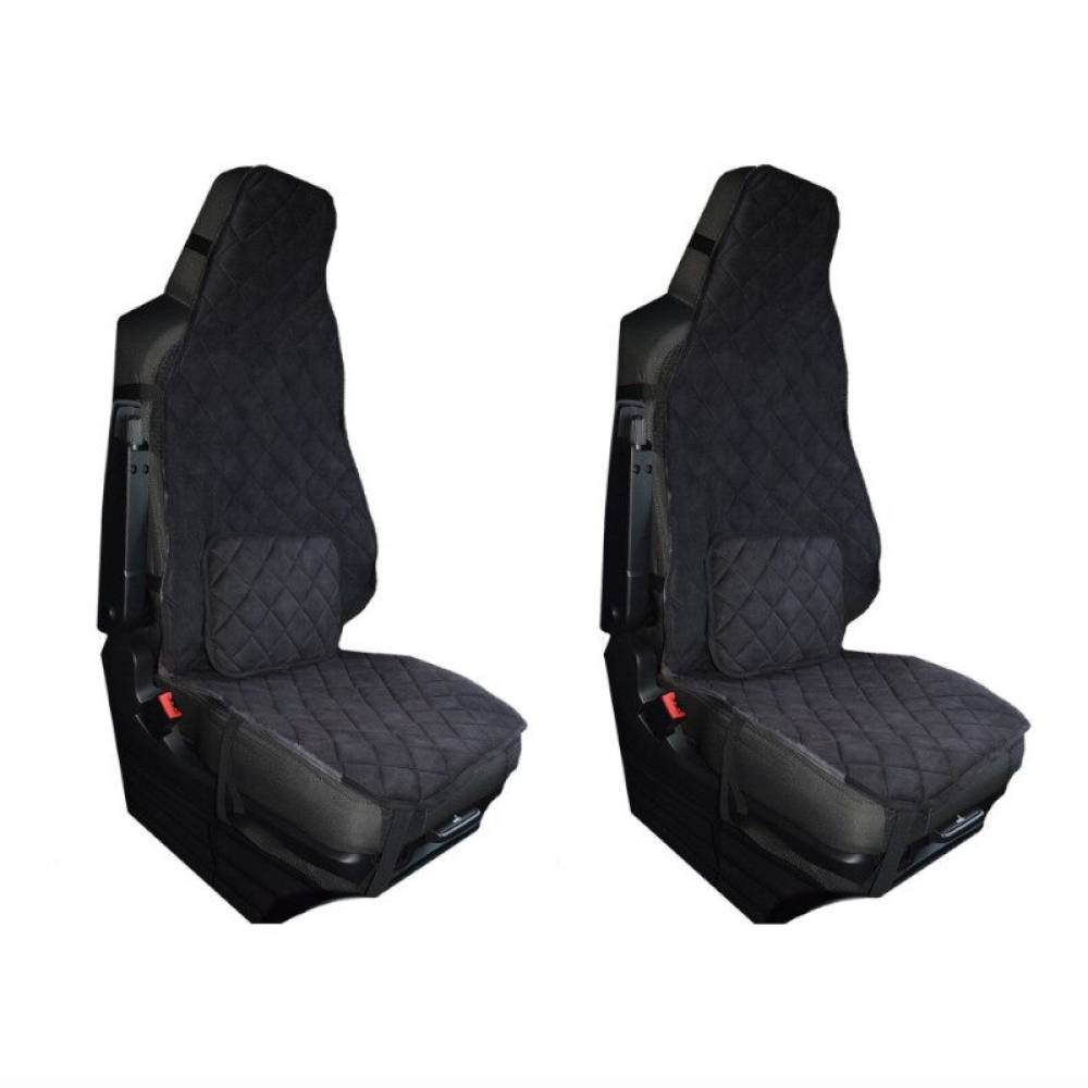 Set 2 huse scaune camion universale, negre, material catifea, PKR038 ARS