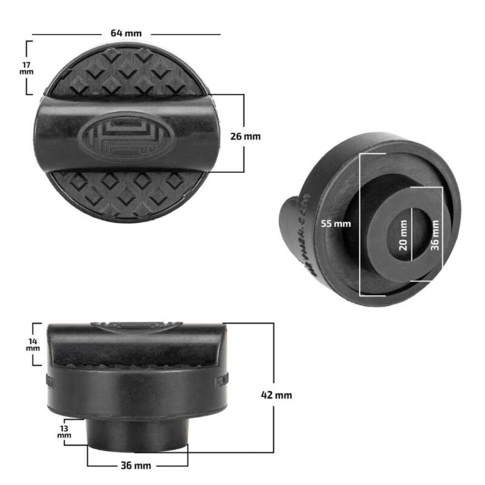 Tampon cauciuc pentru cric universal, fi64, cu umar oval, pentru Audi, Heyner 347.73