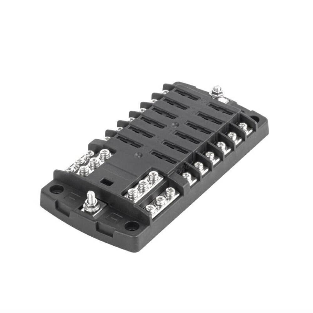 Cutie sigurante plate, cu 12 circuite, max30A, cu bara conexiune negativa, capac protectie, 03834 Amio