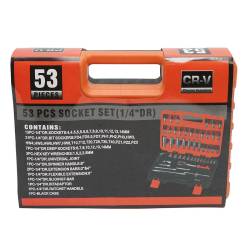 Trusa de chei tubulare lungi si scurte, biti, hex, torx, 1/4 antrenor cu clichet 53 piese, Cod: BK80635  / MD04