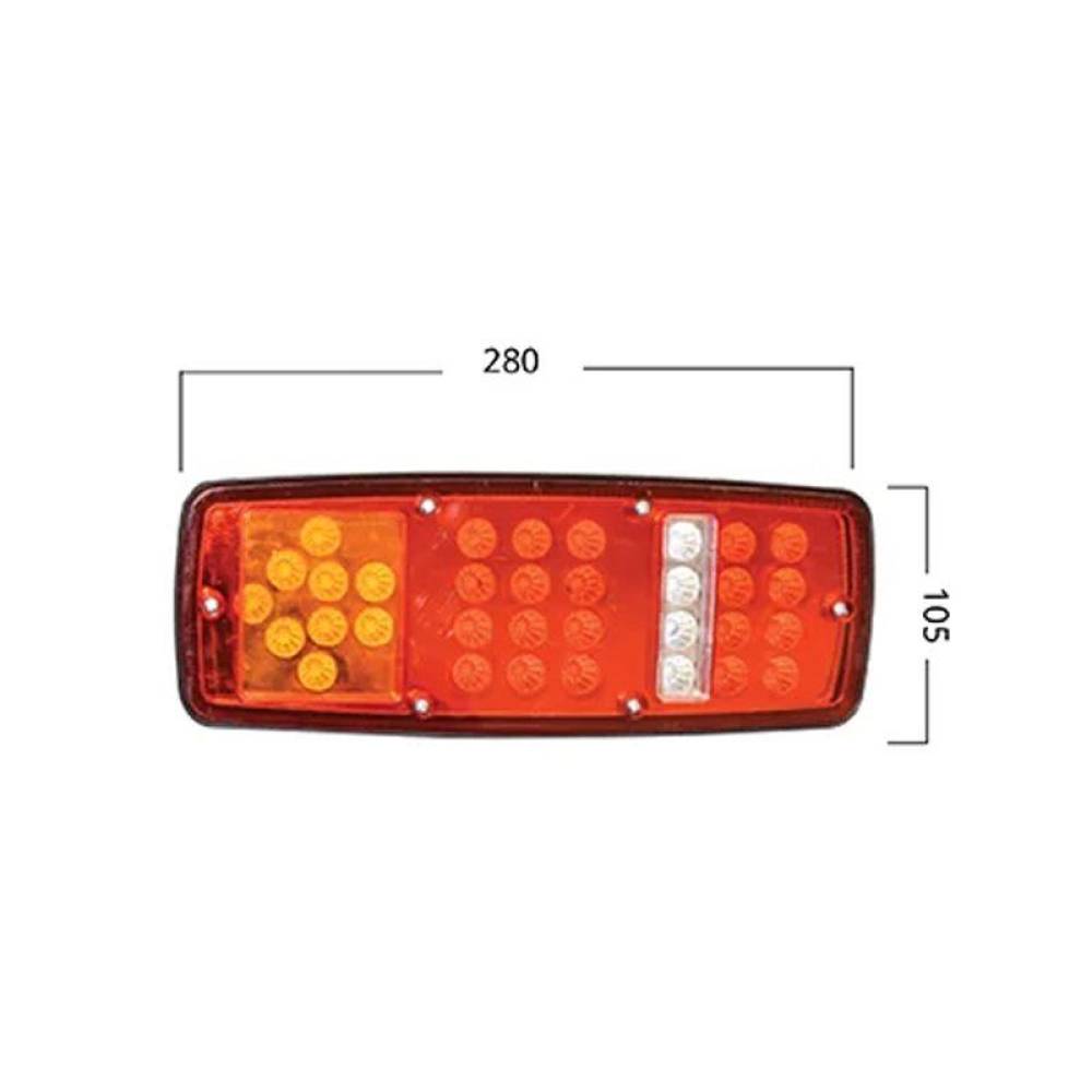 Lampa spate 275x100x2.5, 4 functii cu mers inapoi, 24V, cu LED, semnalizare sageata 69108 Lampa spate 275x100x2.5, 4 functii cu mers inapoi, 24V, cu LED, semnalizare sageata 69108