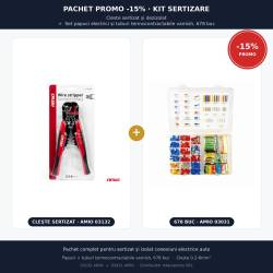Pachet PROMO 15% Kit sertizare cabluri M6 – 100 papuci electrici + cleste sertizat si dezizolat, 03132 Amio + Set papuci electrici si tuburi termocontractabile varnish, 678 bucati, 03031 Amio Pachet PROMO 15% Kit sertizare cabluri M6 – 100 papuci electrici + cleste sertizat si dezizolat, 03132 Amio + Set papuci electrici si tuburi termocontractabile varnish, 678 bucati, 03031 Amio