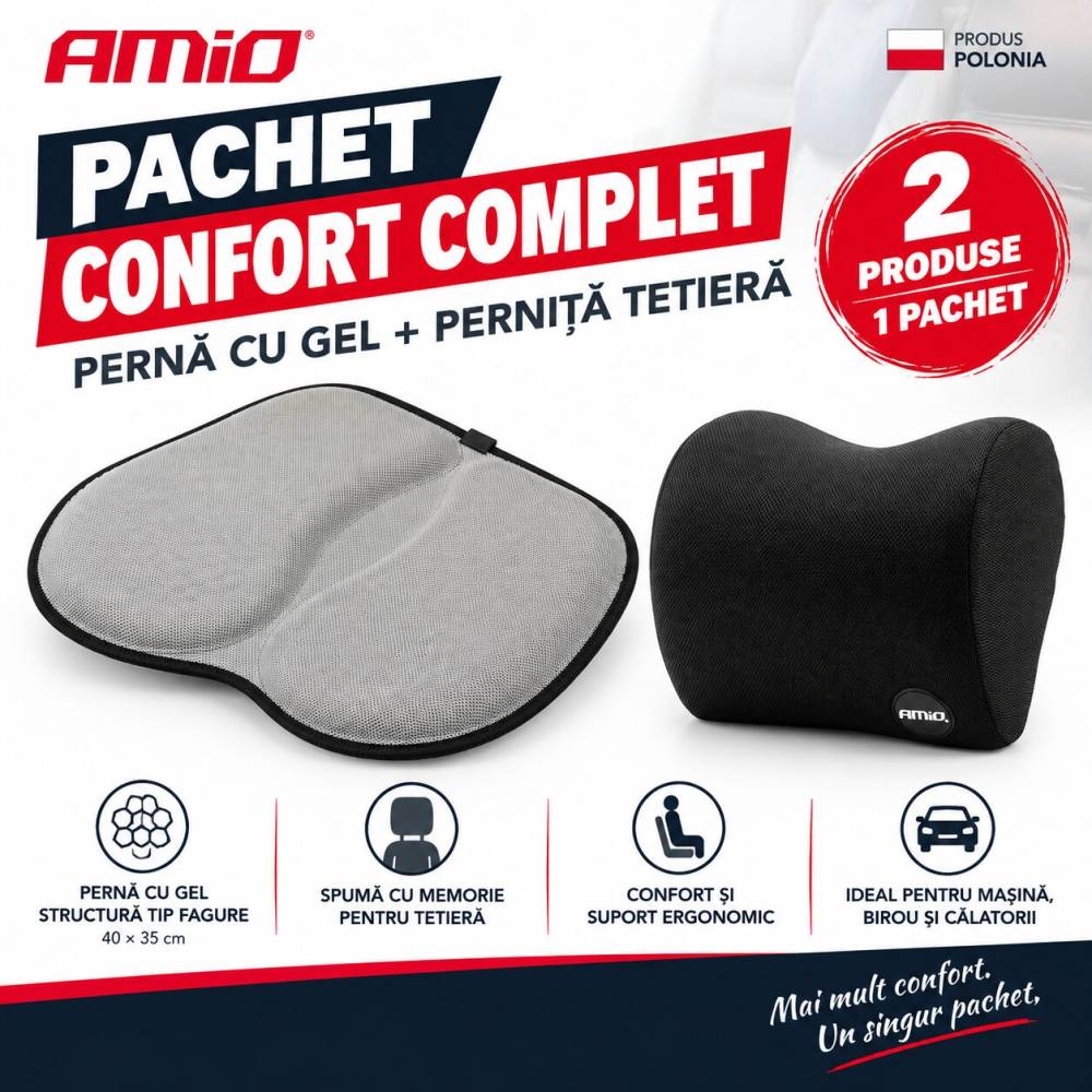 Pachet Promo 25% Relax & Confort – Pernă pentru Scaun + Perniță Tetieră AMIO