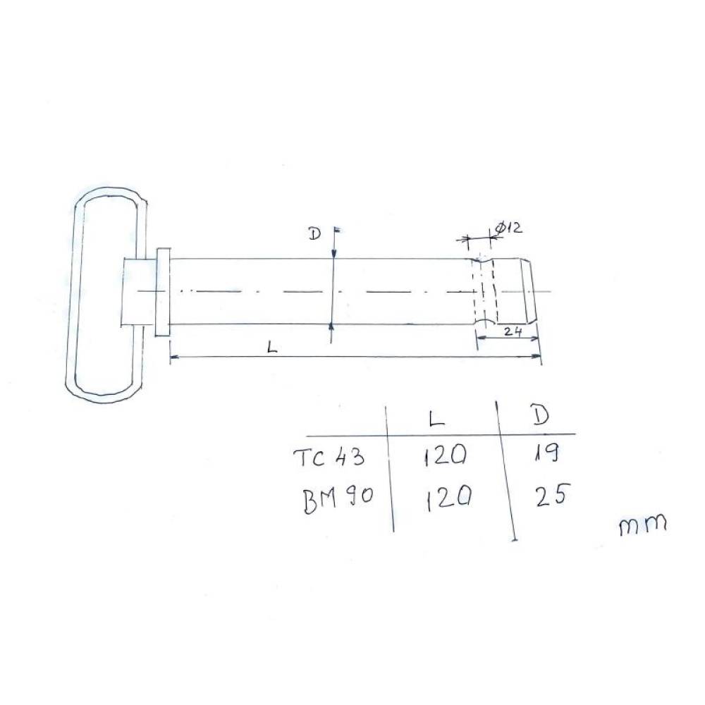 Bolt tirant central cu lant, fi19, L 200mm, util162mm U445  40.61.025L  UTB