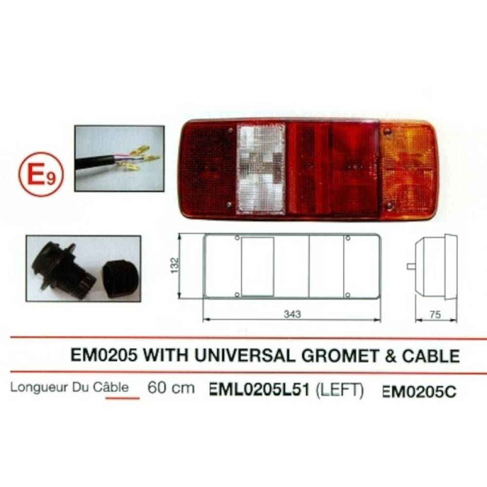 Lampa spate 345x130, 5 functii, cu ceata si numar, stanga, L2051 TruckLed Lampa spate 345x130, 5 functii, cu ceata si numar, stanga, L2051 TruckLed
