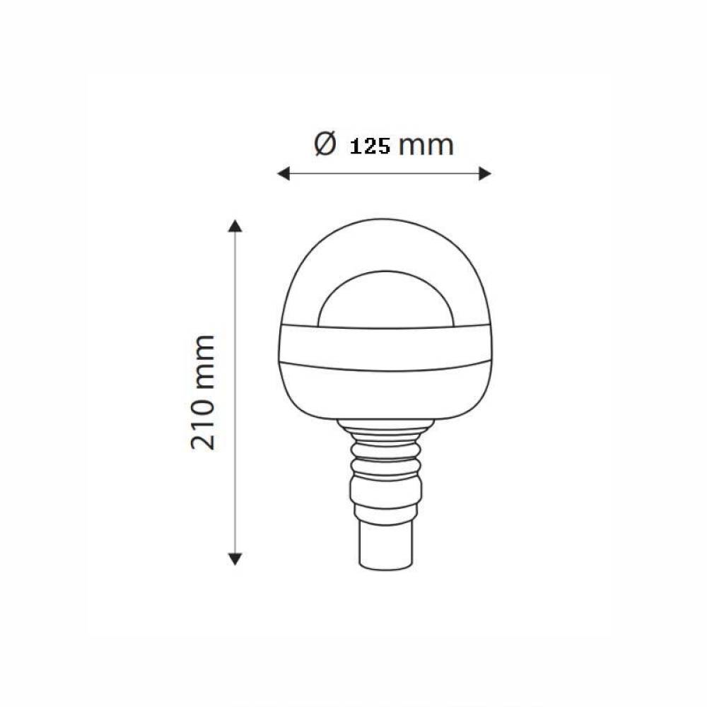 Girofar 12-24V, h210, prindere pe tija flexibila, 2 becuri H1, melc metalic, LOB107 TruckLed