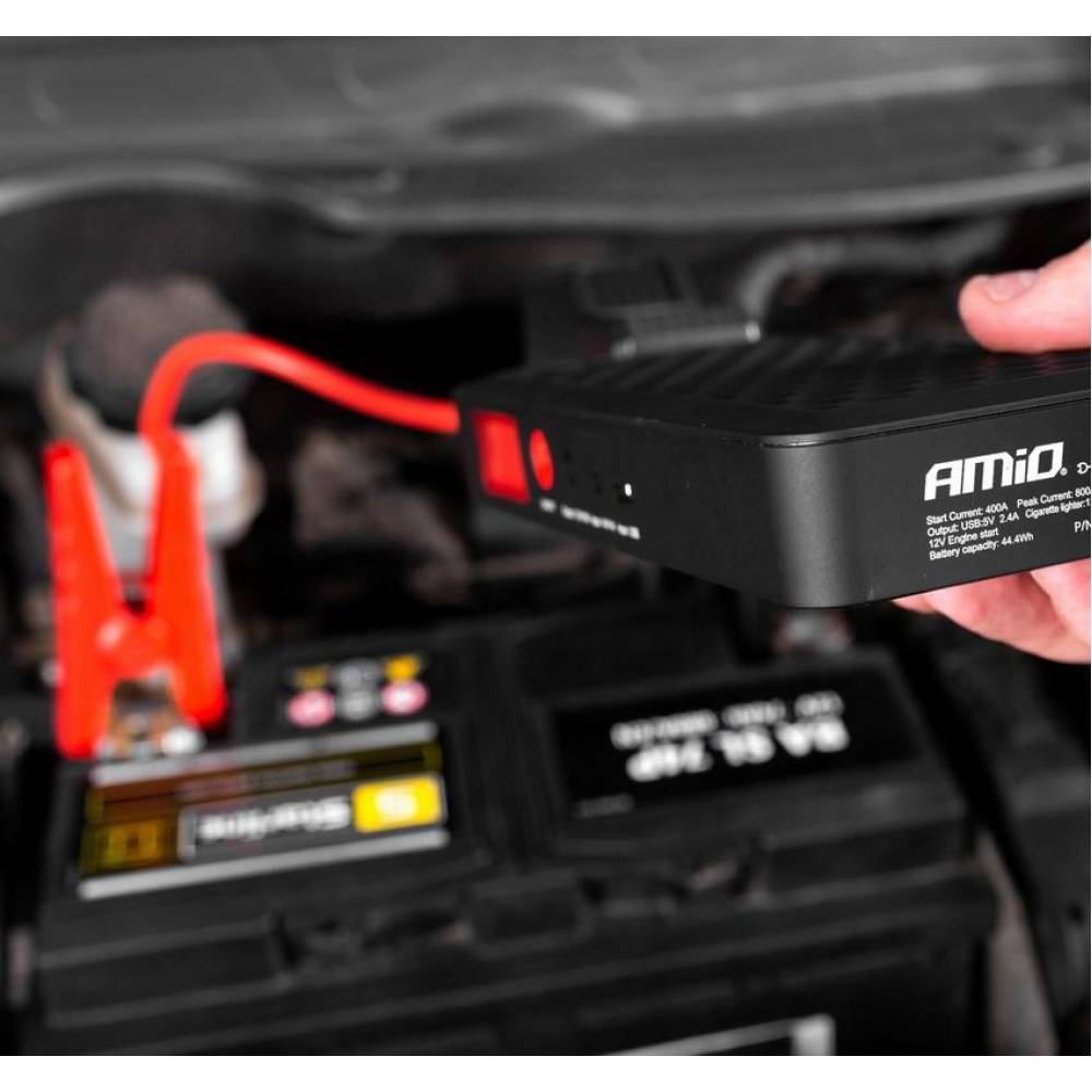 Jump Starter 12V, baterie externa 12000mAh cu lanterna, pornire auto, Power Bank, AMIO 02524