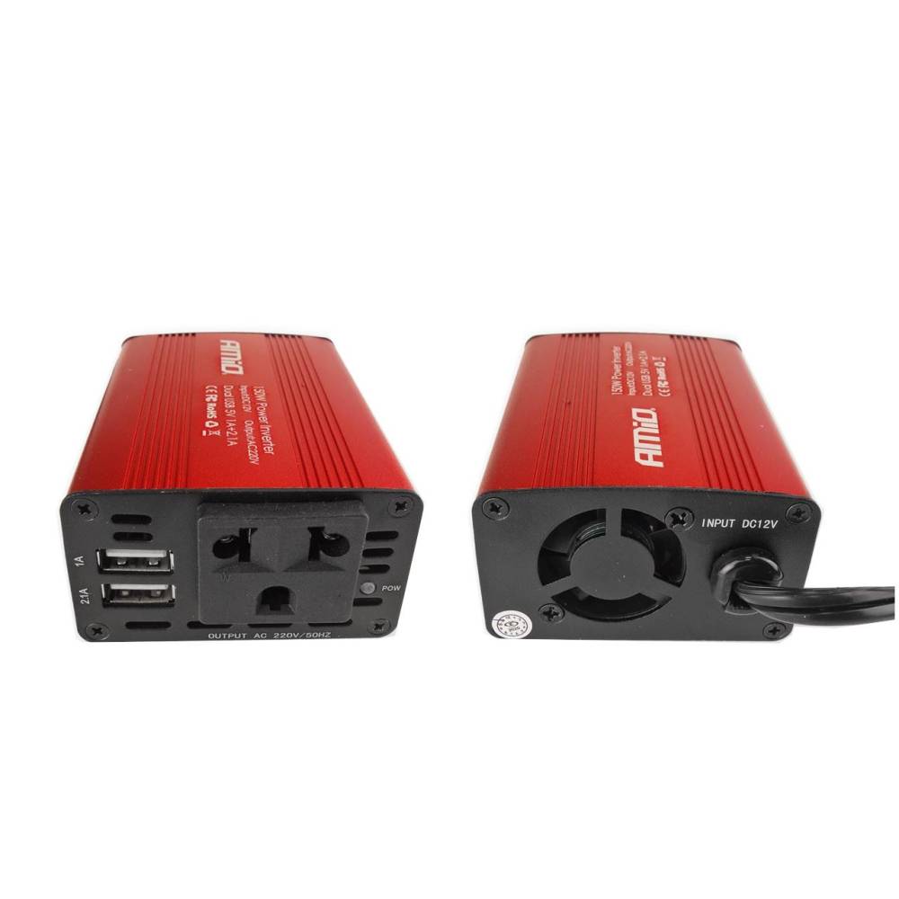 Invertor din 12V in 230V, 150/300W cu 2 USB, 02468 Amio