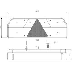 Lampa spate 420x140, 8 functii, cu triunghi si mufa, dreapta L2024 TruckLed